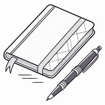 Notebook and Pen Stationery Set Icon Stock Illustration