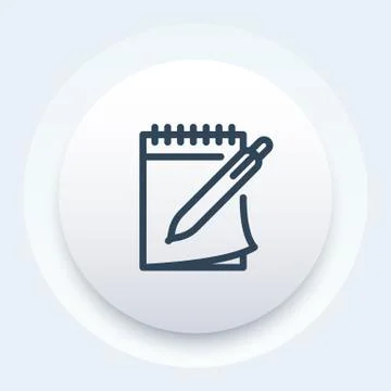 Notebook and pen vector icon in line style Stock Illustration
