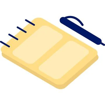 Notebook and pen vector icon isolated on white 库存插图