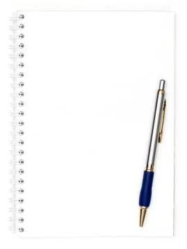Notebook and pen on a white background Stock Photos