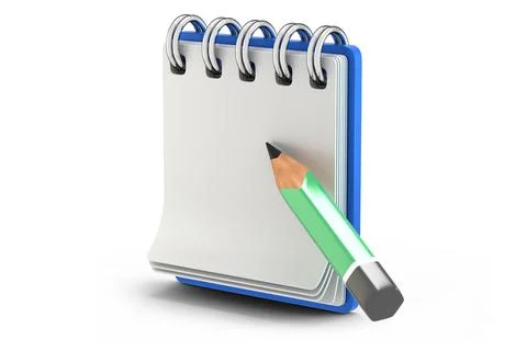 Notebook and pencil 3D render Stock Illustration