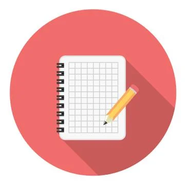 Notebook And Pencil Flat Icon Stock Illustration