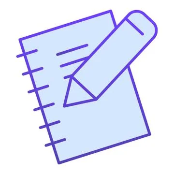 Notebook and pencil flat icon. Exercise book, sheet of pocketbook with wooden Stock Illustration