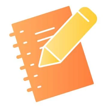 Notebook and pencil flat icon. Exercise book, sheet of pocketbook with wooden Stock Illustration