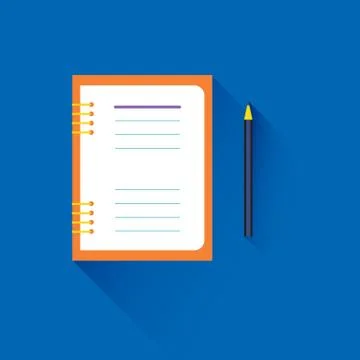Notebook and pencil Stock Illustration
