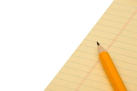 Notebook and pencil isolated on white background Stock Photos