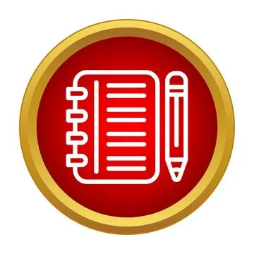Notebook and pencil outline creating a red icon Stockillustratie