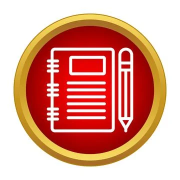 Notebook and pencil outline icon for school education Stock Illustration
