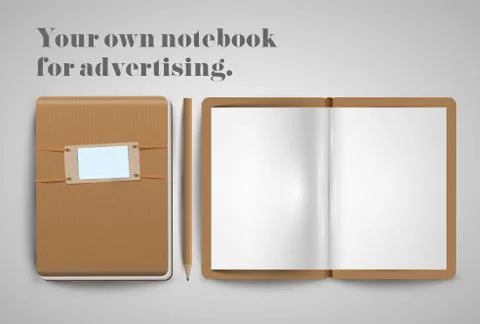 A notebook and a pencil, vector. Illustrazione stock