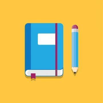 Notebook and Pencil Vector Stock Illustration