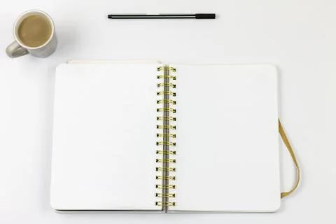 Notebook and pencil on white background. Abstract background for painting, dr Stock Photos
