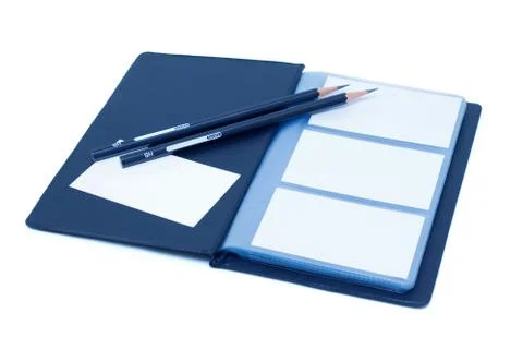 Notebook and pencils (Clipping path)  isolated on white background Foto stock