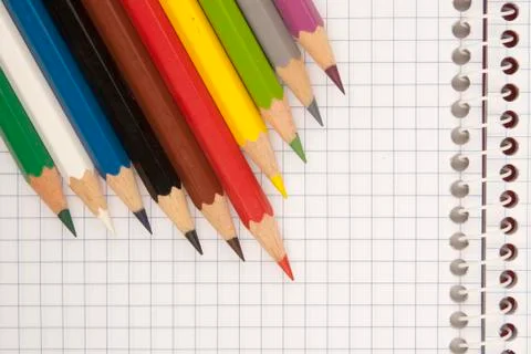 Notebook and pencils Stock Photos
