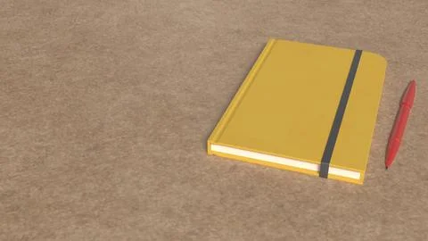 The Notebook and red pen for Background concept 3d Rendering. Stock Illustration