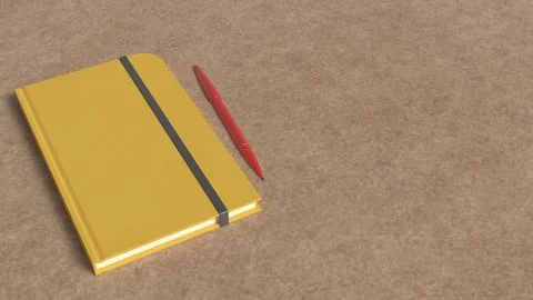 The Notebook and red pen for Background concept 3d Rendering. Stock Illustration