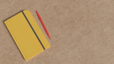 The Notebook and red pen for Background concept 3d Rendering. Stock Illustration