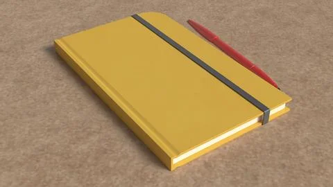 The Notebook and red pen for Background concept 3d Rendering. Stockillustratie