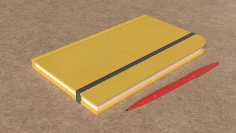 The Notebook and red pen for Background concept 3d Rendering. 스톡 일러스트