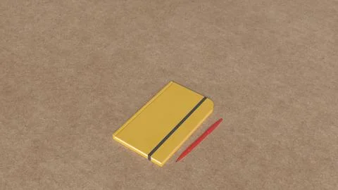The Notebook and red pen for Background concept 3d Rendering. Stockillustratie