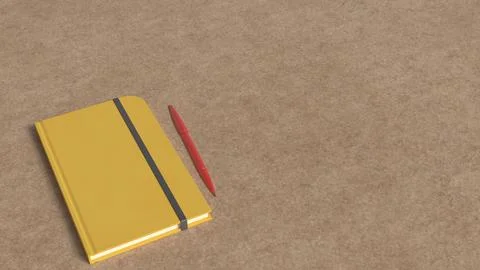 The Notebook and red pen for Background concept 3d Rendering. Stockillustratie