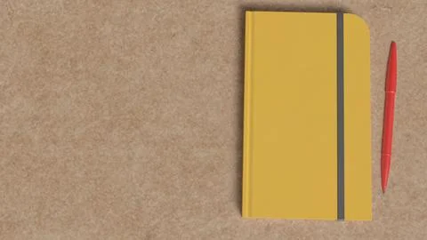 The Notebook and red pen for Background concept 3d Rendering. 스톡 일러스트