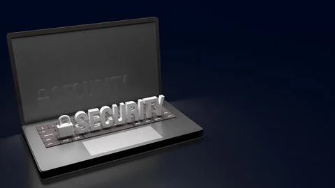 The notebook and security text for protection concept 3d rendering 스톡 일러스트