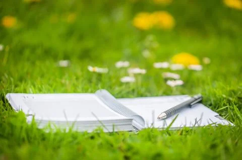 Notebook with ballpoint Stock Photos