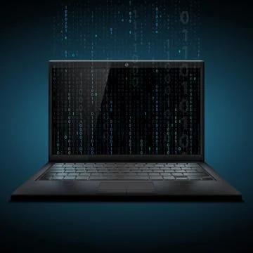 Notebook with binary code. イラスト素材