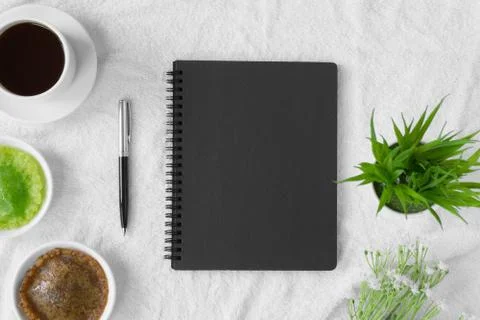 Notebook with black page Stock Photos