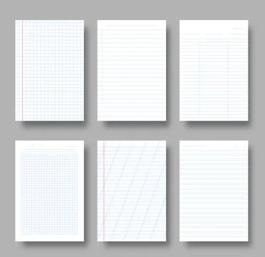Notebook blank grid square lined paper sheet page Stock Illustration