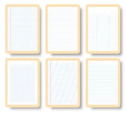Notebook blank grid square lined paper sheet page Stock Illustration