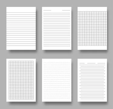 Notebook blank grid square lined paper sheet page Stock Illustration