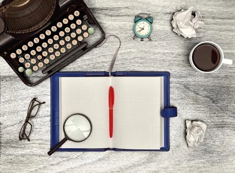 Notebook with blank page Foto stock