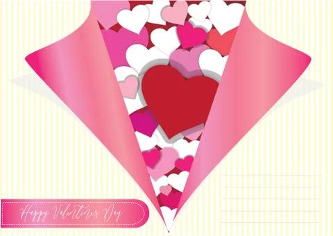 Notebook blank paper sheet for write card background open with Hearts - Valen 写真素材