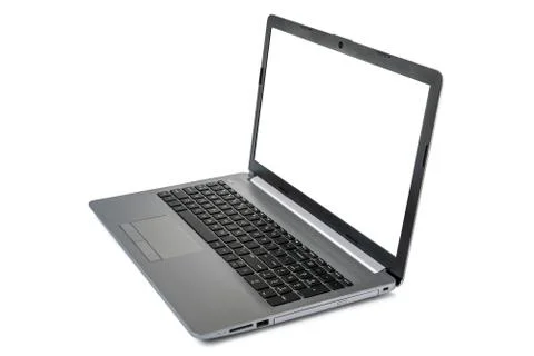 Notebook with blank screen isolated on white Stock Photos