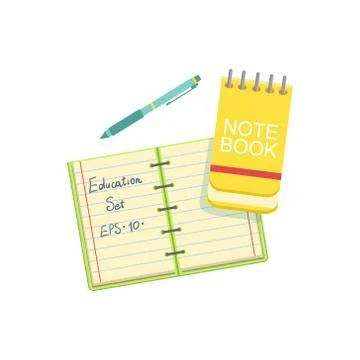 Notebook, Block Note And  Pen Stock Illustration