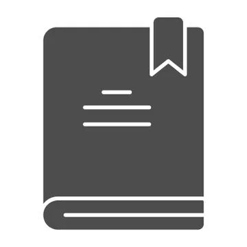 Notebook with bookmark solid icon, school concept, book and marker sign on white 스톡 일러스트