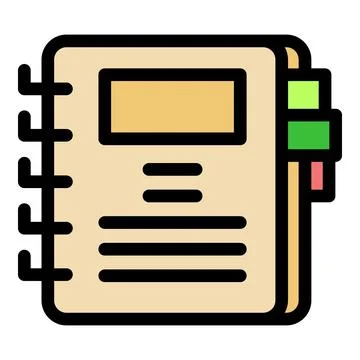 Notebook with bookmarks and labels showing organized note taking Stock Illustration
