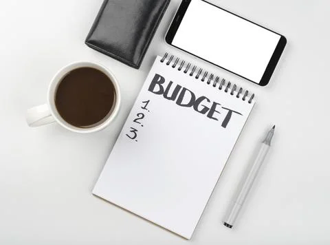 Notebook budget calculation . High quality and resolution beautiful photo Stock Photos