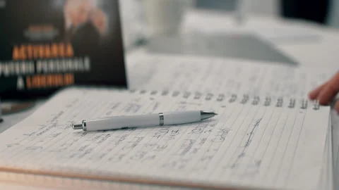 Notebook with business notes on office desk Stock-Footage 332211965