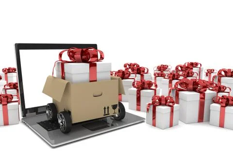Notebook Carton Wheels Gift Boxes Illustrazione stock