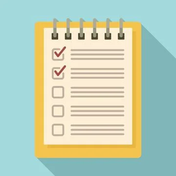 Notebook checklist icon, flat style Stock Illustration