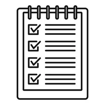 Notebook checklist icon, outline style Illustrazione stock