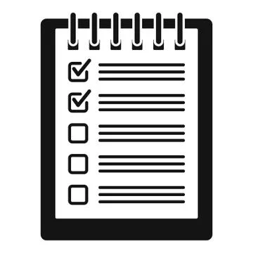 Notebook checklist icon, simple style Illustrazione stock
