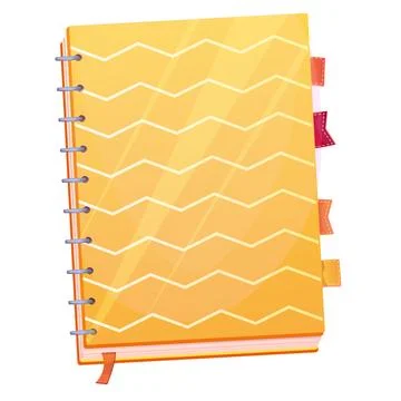 Notebook closed with spiral, marks top view in cartoon style isolated on white Stock Illustration