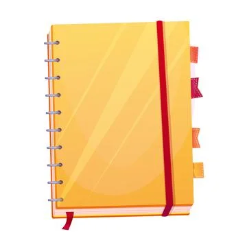 Notebook closed with spiral, marks top view in cartoon style isolated on white Stock Illustration