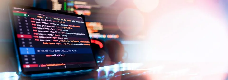 Notebook closeup photo. CSS, JavaScript and HTML usage. Monitor closeup of .. 스톡 사진