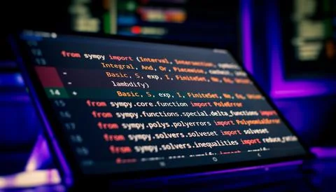 Notebook coding background business data analytics programming online,  dig.. Stock-Fotos