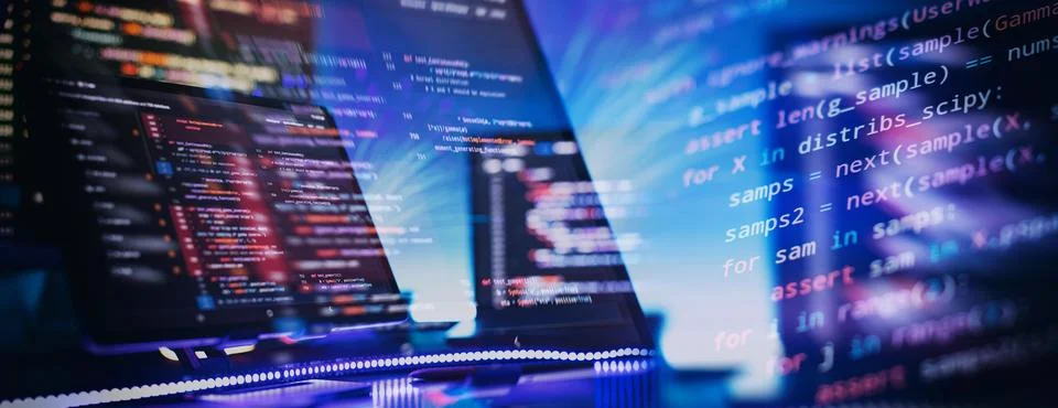 Notebook coding background business data analytics programming online,  dig.. Stock-Fotos