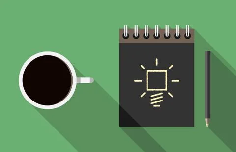 Notebook, coffee and idea Stock Illustration